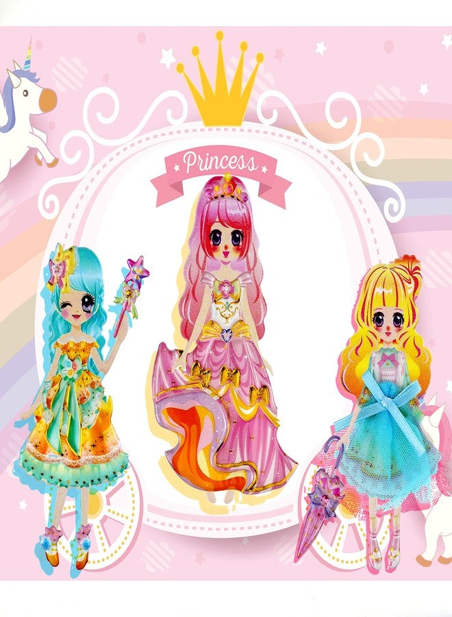 IMNEXT2U Puffy Sticker Dress-Up Princess Double Layer 2 Packs with 1 Stickers Album for Collecting (Fits for 6 inch Photos)- Blue and Rose - Image 4